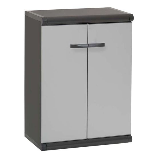 Armadio basso in eucalipto con scocca argento da 90x45x81,5 cm eanquadri0801