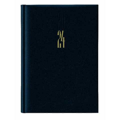 Agenda 2024 giorna­liera in formato A5 da 14,5 x 20,5 cm con copertina blu. 8054134933781 | initpc.it