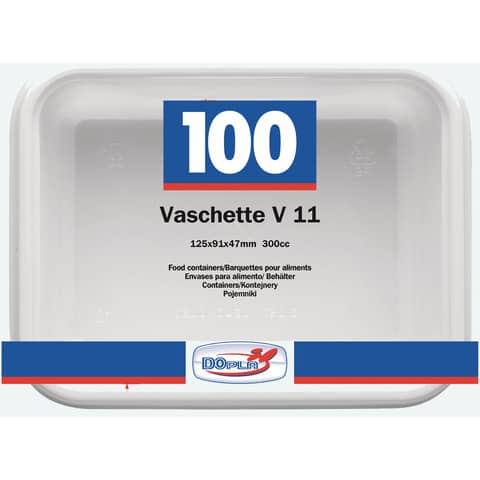 Vaschette bianche V/11 in polistirene 125x95x47mm conf. 100 pz Dopla Professional 400 ml - 7012