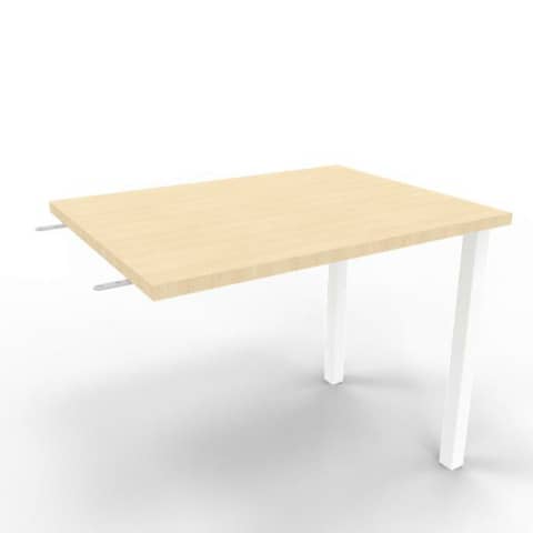 Dattilo scrivania sospeso piano rovere 80x60xH.75 cm gamba sez. quadrata in acciaio bianco Practika ECDM080-RK-I