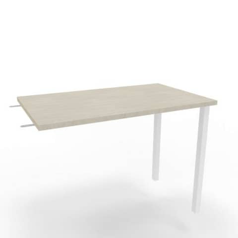 Dattilo scrivania sospeso piano cemento 100x60xH.75 cm gamba sez. quadrata in acciaio bianco Practika ECDM100-CL-I