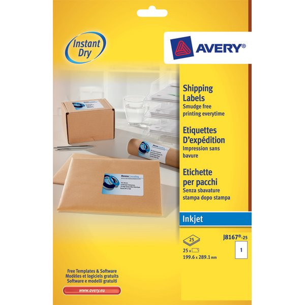 Etichette adesive stampabili Avery fsc 199,6x289,1 fg.40
