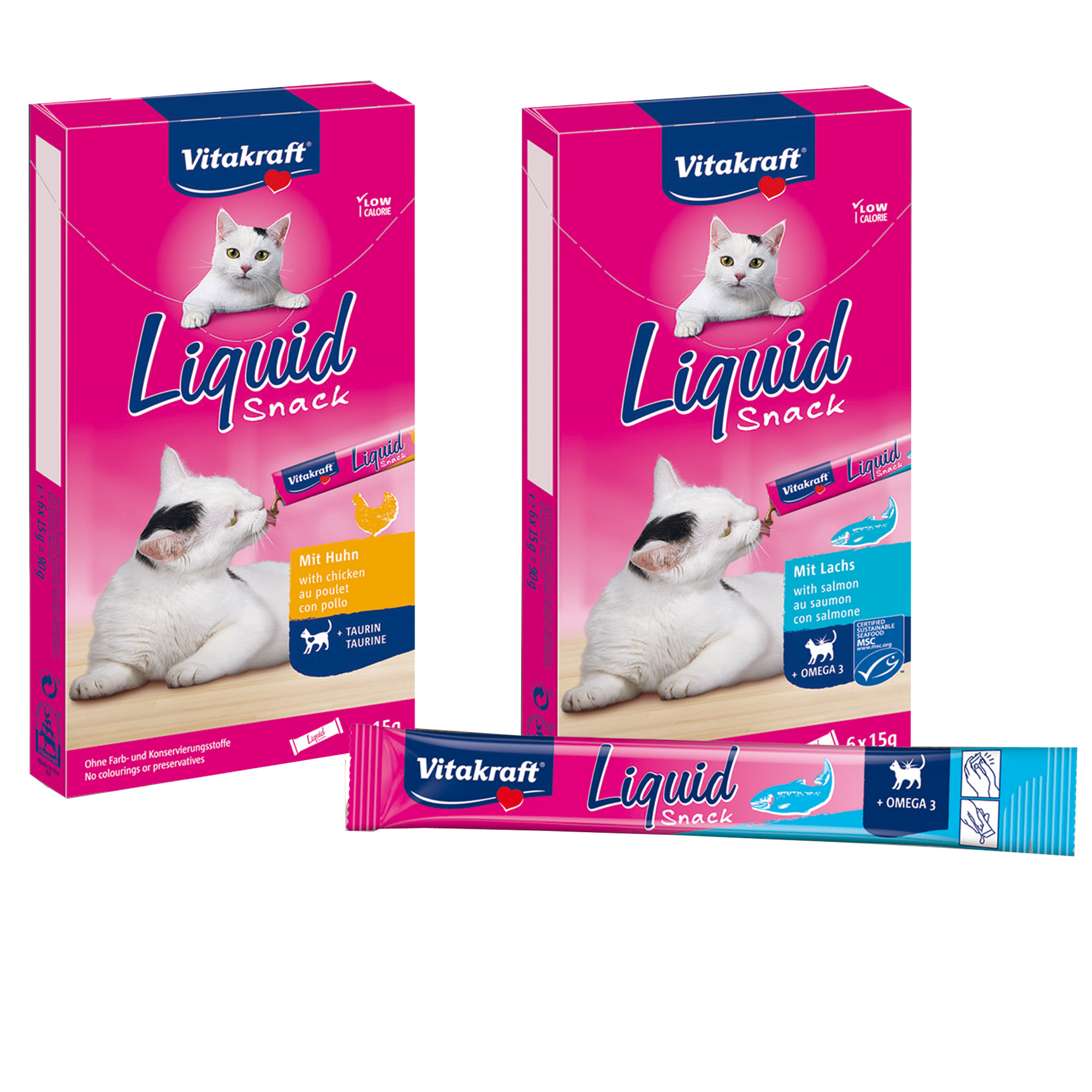 Snack cat Liquid-Snack per gatti - con Omega3 - gusto salmone - 90 gr - Vitakraft