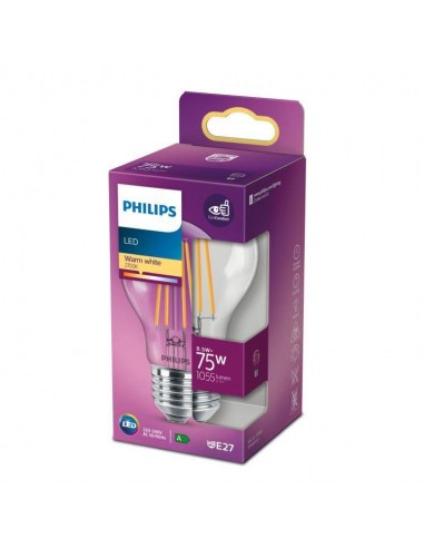 ALT=Luce LED a forma di goccia in stile filamento da 75W con base E27, marchio Philips 8718699696955 | initpc.it