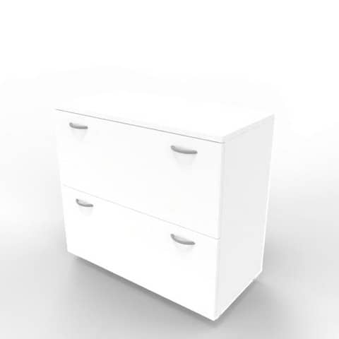 Armadio basso in olmo sbiancato con scocca bianca da 90x45x81,5 cm eanquadri0796