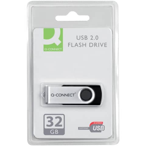 Chiavetta USB Q-Connect High Speed 2.0 nero 32 GB con cappuccio di protezione KF76970