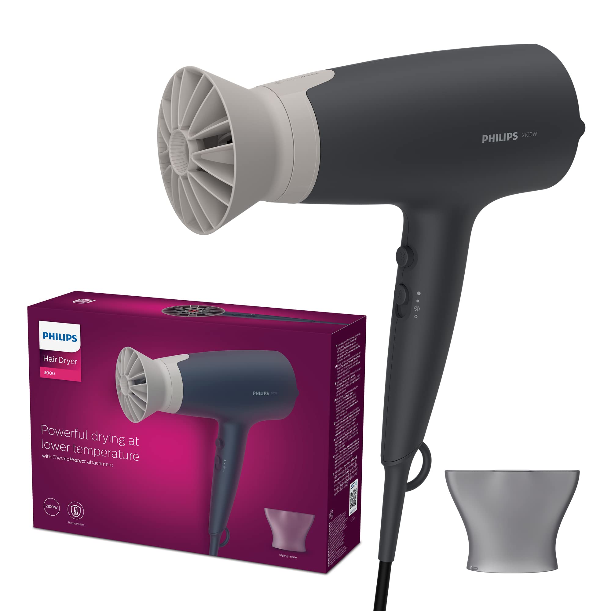 Asciugacapelli Philips BHD351/10, design curato e tecnologia avanzata per un asciugamento rapido e efficace dei capelli. 8710103961987 | initpc.it