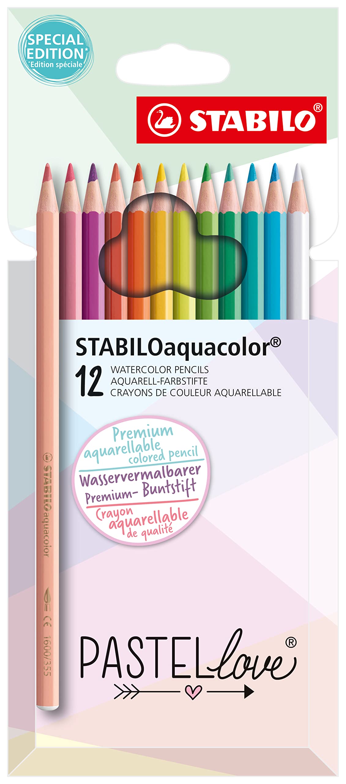 Astuccio cartone 12 matite colorate Stabilo aquacolor pastellove