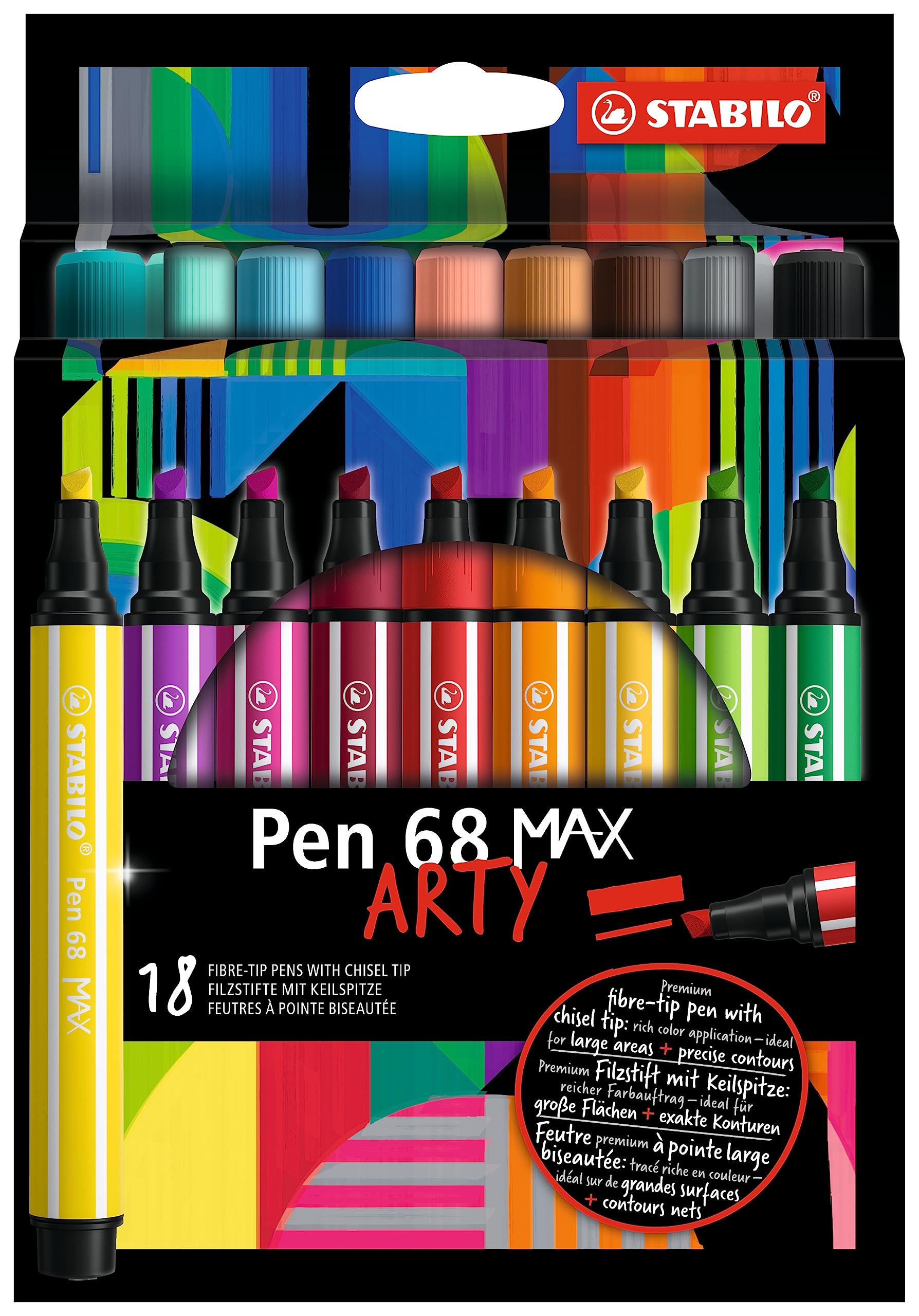 Pennarelli stabilo arty pen 68 max in astuccio di cartone da 18 colori 4006381590020