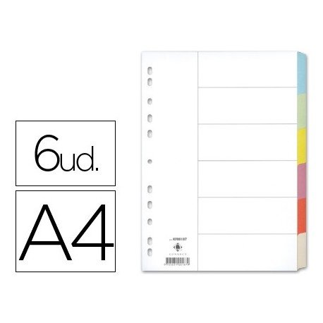 Divisori colorati Q-Connect con indice scrivibile formato A4 in cartoncino