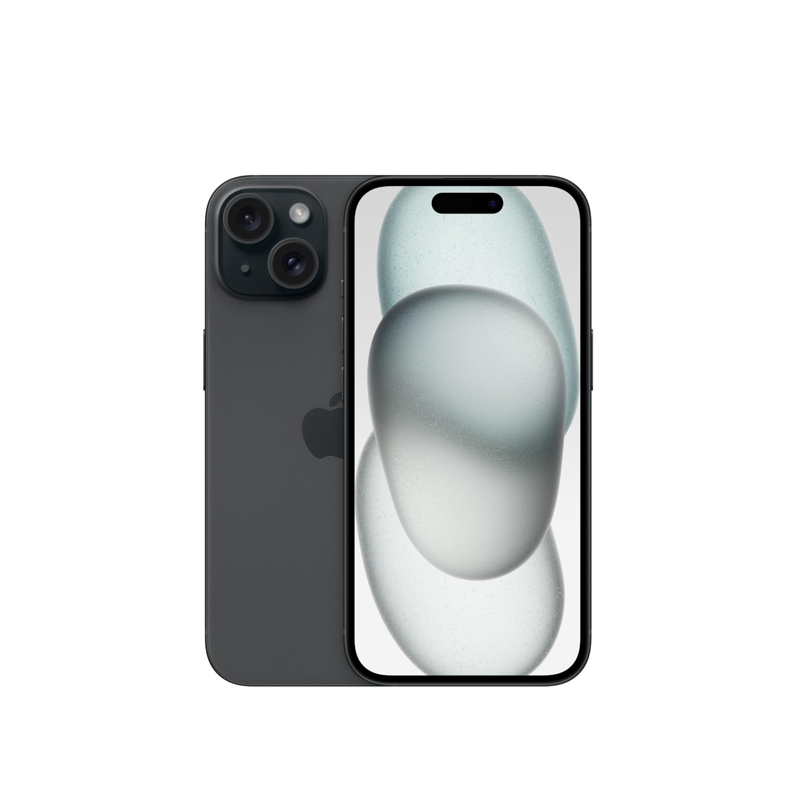 Immagine del iPhone 15 in colore nero con 256 GB di memoria interna, marchio Apple, seconda fonte. 0195949036897 | initpc.it