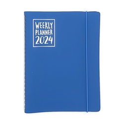 Agenda biembi 2024 blu spiralata cuoio 15x21cm 8022315142048