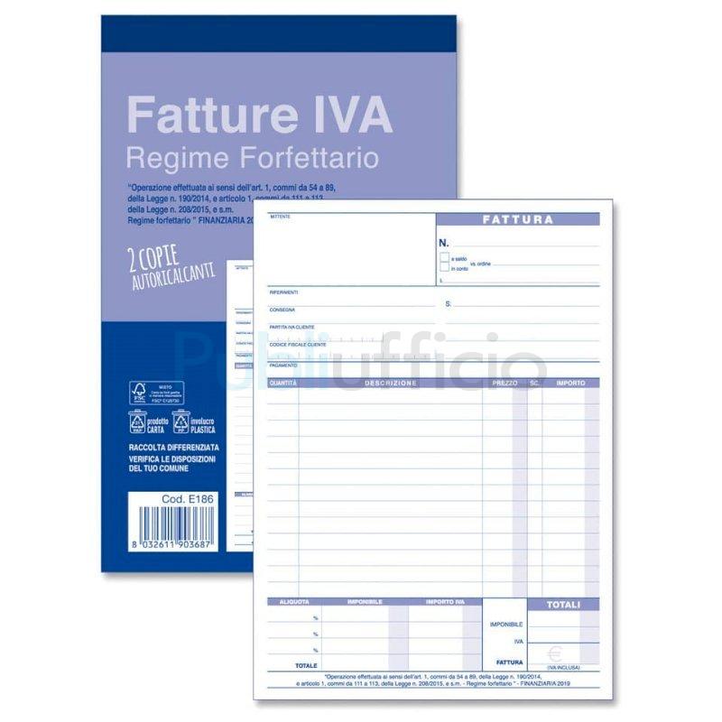 Blocco fatture per registro forfettario 14x21 cm con 50 fogli doppi 8032611903687