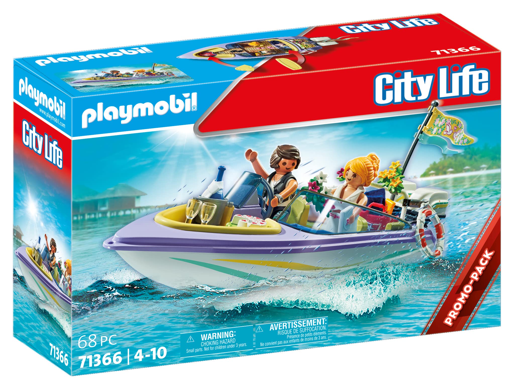 Playmobil Motoscafo degli Sposi, giocattolo acqua con interni esplorabili e personaggi, set per bambini con imbarco, attracco e vasca da bagno 4008789713667 | initpc.it