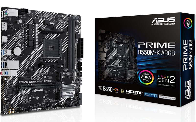 Motherboard ASUS Prime B550M-K ARGB, scheda madre per PC con tecnologia ARGB per illuminazione personalizzata e design elegante. 4711387316030 | initpc.it