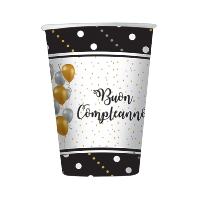 BICCHIERI BUON COMPLEANNO PRESTIGE CC.200 PZ.8