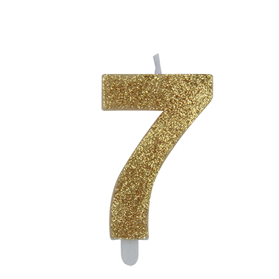 CANDELA NUMERO 7 SWEETY ORO GLITTER CM 9