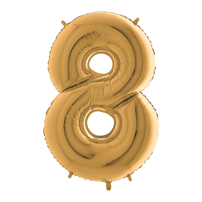 PALLONCINO MYLAR NUMERO 8 CM 102 COL.ORO