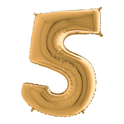 PALLONCINO MYLAR NUMERO 5 CM 36 COL.ORO