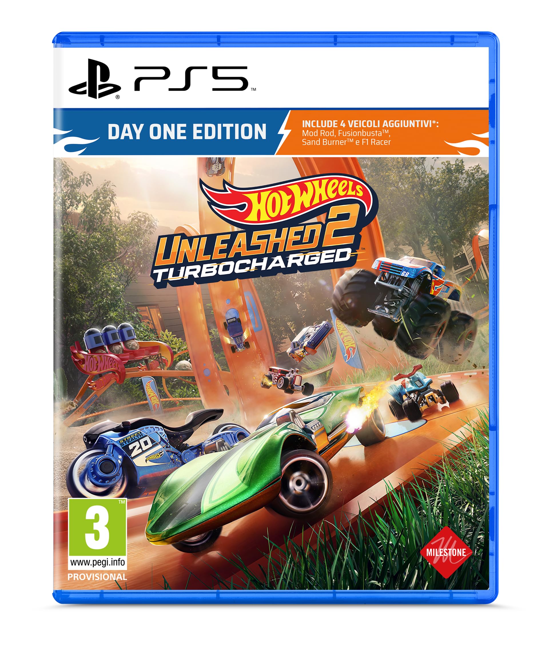 Immagine del packaging del gioco Hot Wheels Unleashed 2 per la console PlayStation 5, sviluppato da Milestone e pubblicato da Koch Media. 8057168507881 | initpc.it