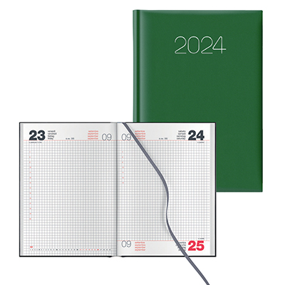 Agenda 14,5x20,5 classica s/d gommato verde quadretti 64200404