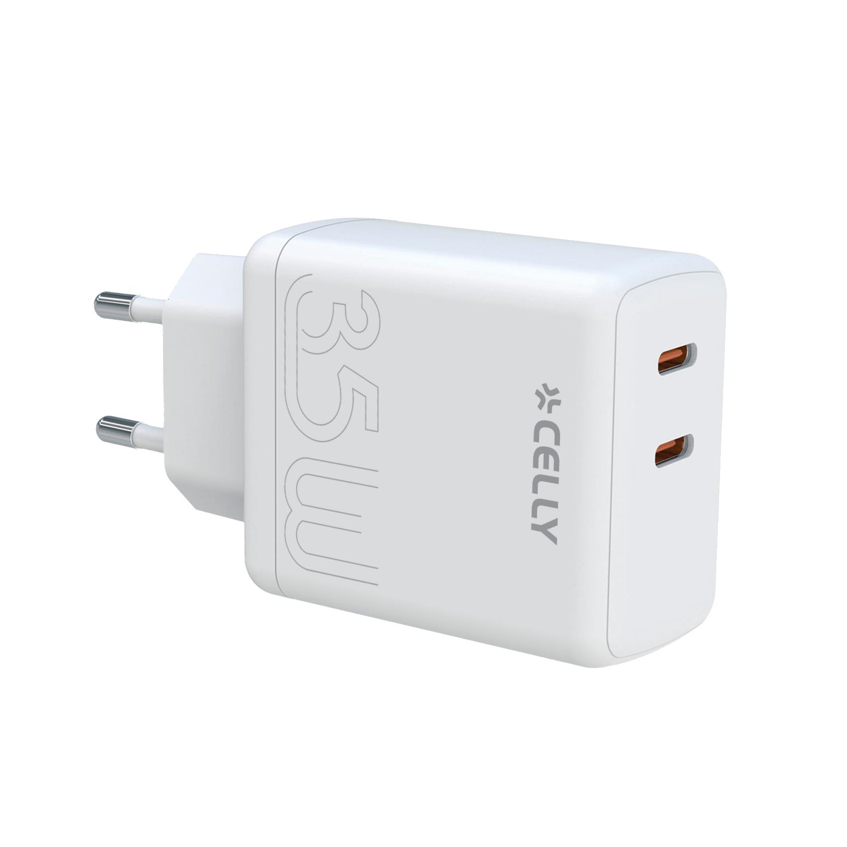 UK WALL CHARGER 2 USB-C 35W WHITE