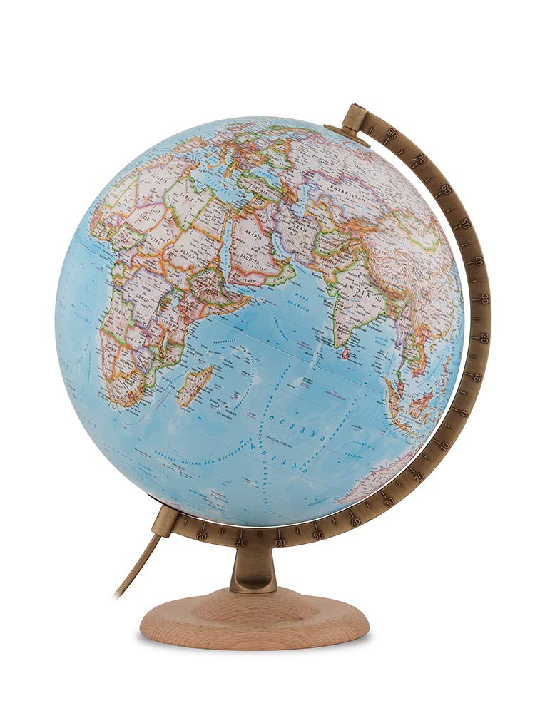 Mappamondo luminoso national geo gold classic diam 30 cm base legno