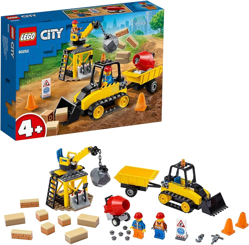 Bulldozer da cantiera di lego, modellino dettagliato del mezzo da costruzione con ruote e zampe per spostare materiali 5702017560717 | initpc.it