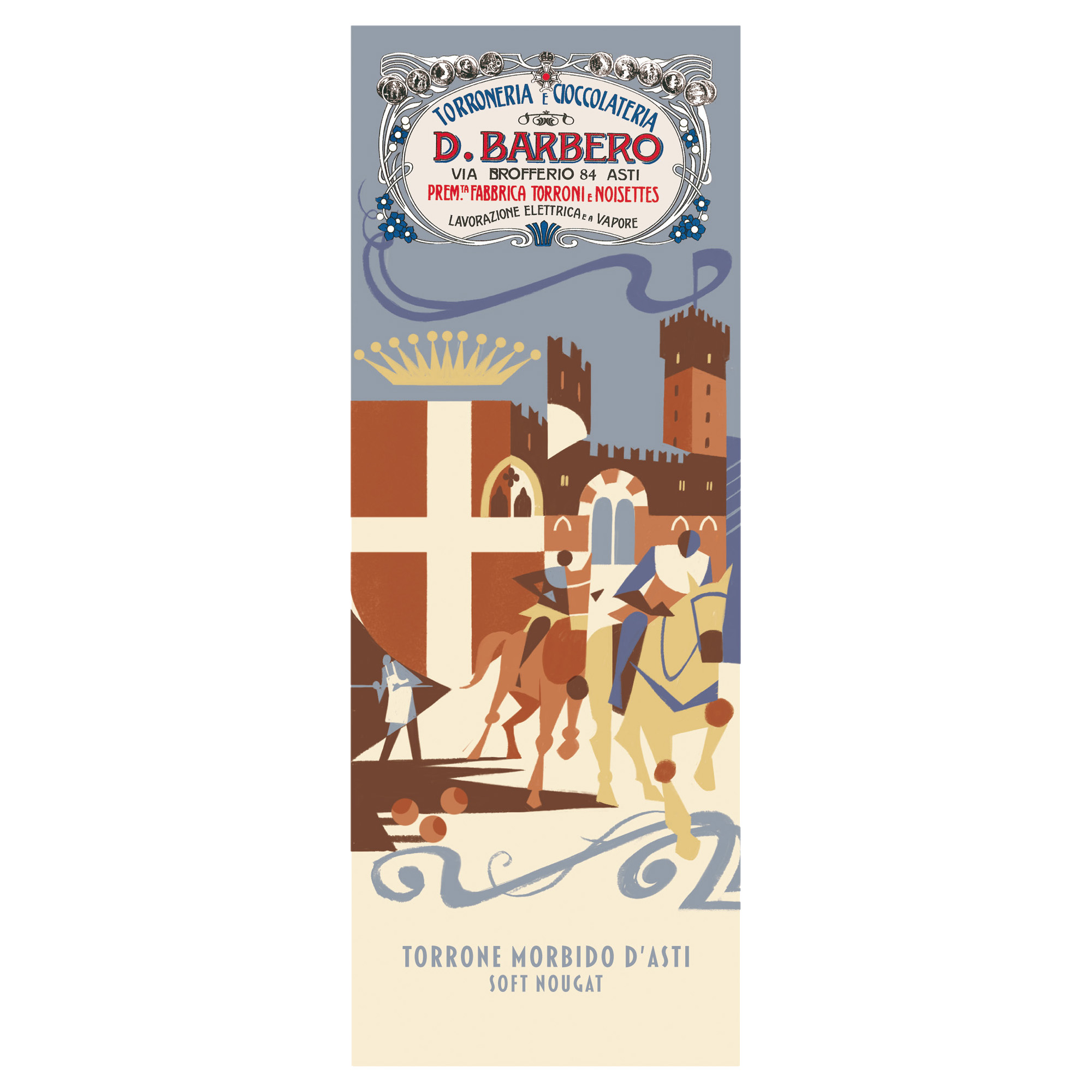 Tavoletta di torrone morbido con nocciole IGP, prodotta dalla marca D. Barbero, contenuta in un elegante astuccio da 150 grammi. 8000813013640 | initpc.it