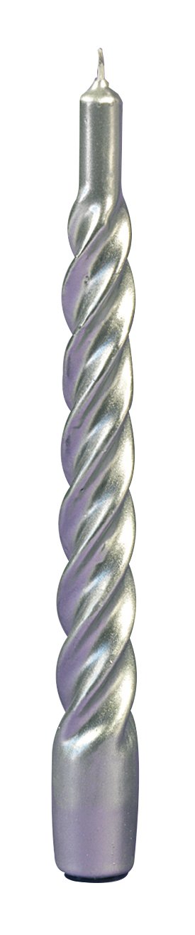 Candela tortiglione cm.21 argento metalizzato
