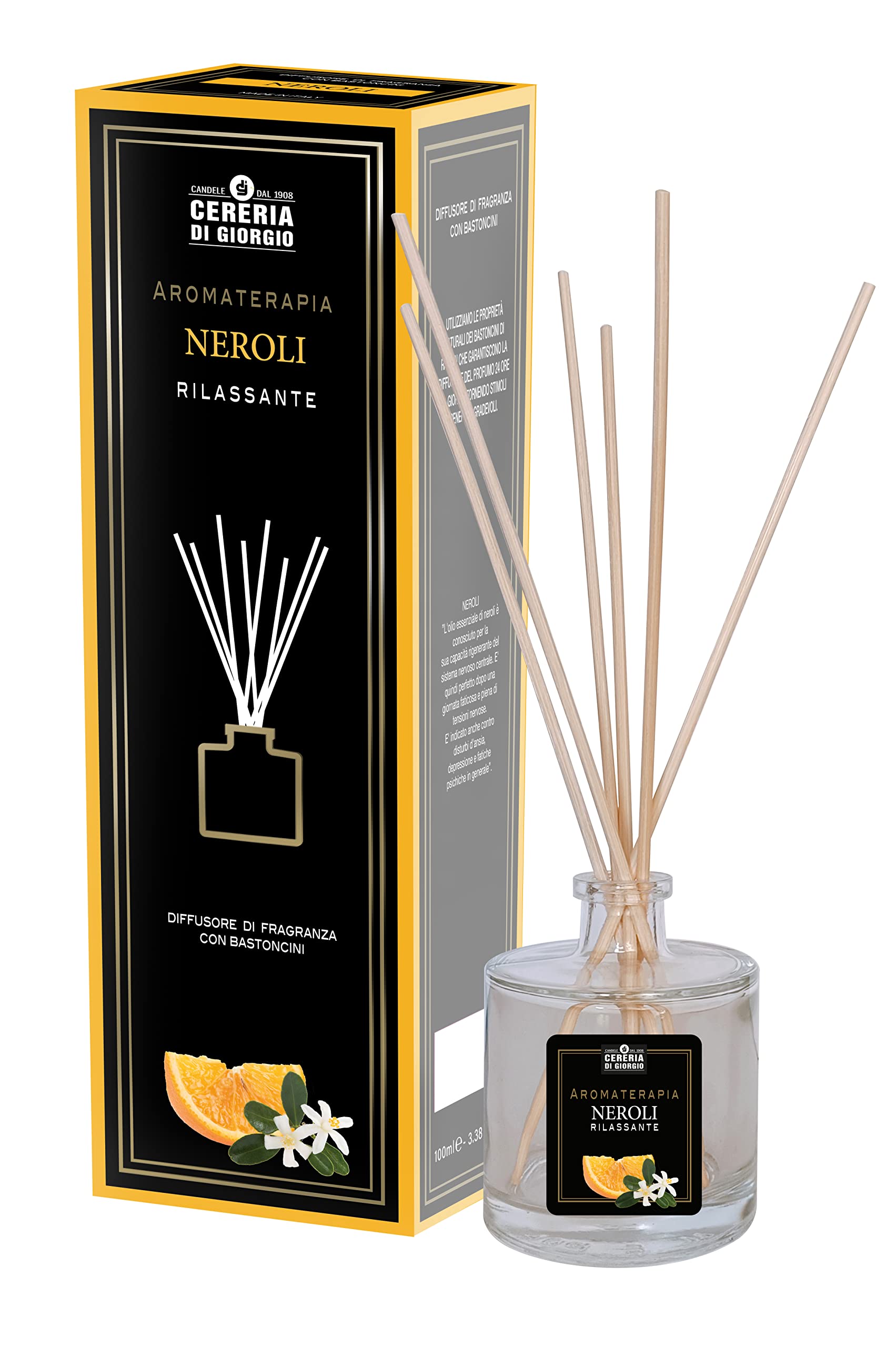 Diffusore ambiente con bastoncini ml 100 neroli rilassante