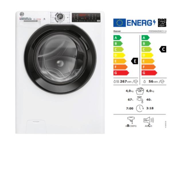 Lavasciuga slim h3ds4642dac3-11 di hoover con tecnologia a vapore 8059019086194