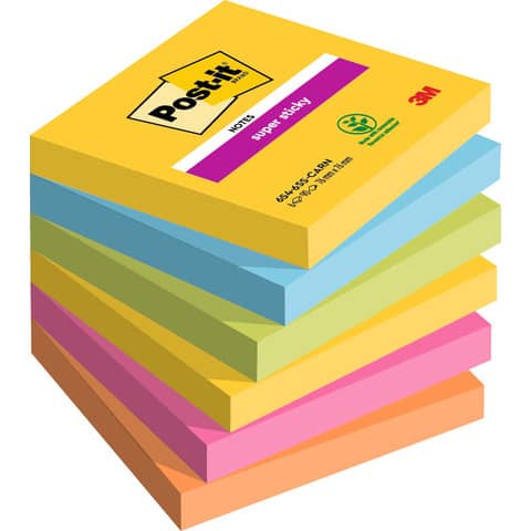 Post-it super sticky carnival 6x90 fogli 76x76mm 7438630738889