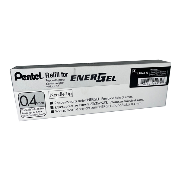 Refill Energel X LRN4 - punta 0,4 mm - nero - Pentel - conf. 12 pezzi