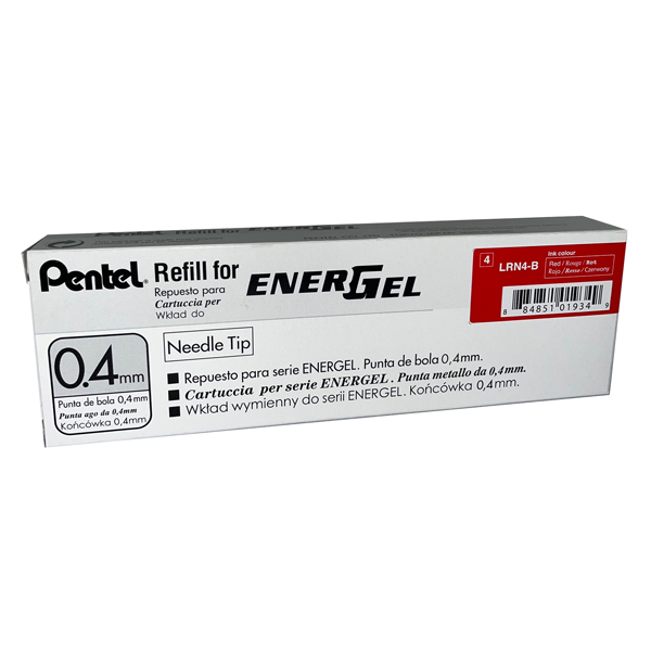 Refill Energel X LRN4 - punta 0,4 mm - rosso - Pentel - conf. 12 pezzi