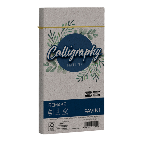 Busta Calligraphy Remake -  110 x 220 mm - 120 gr - scoglio - Favini - conf. 25 pezzi