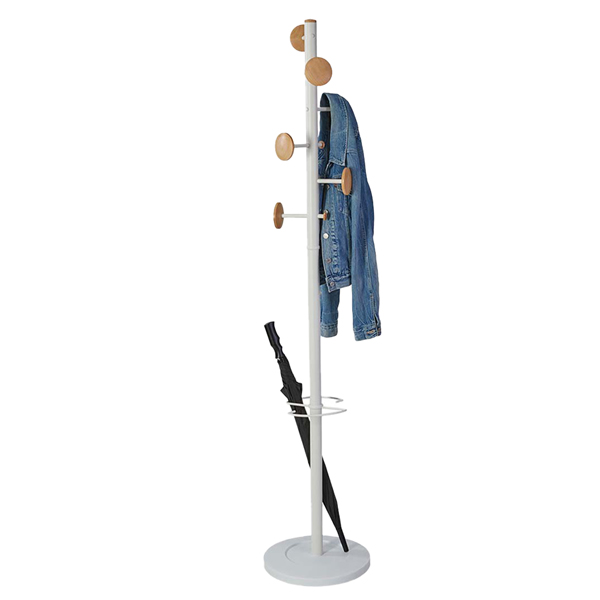 Appendiabiti a 6 ganci con accessori, musica inclusa, misura 175 cm, colore bianco/legno. 3129710016204 | initpc.it