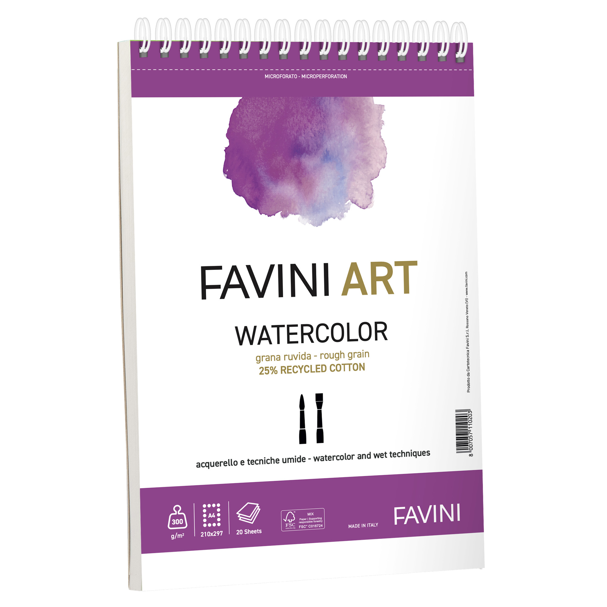 CF5 FAVINI ART WATERCOLOUR SPIR A4