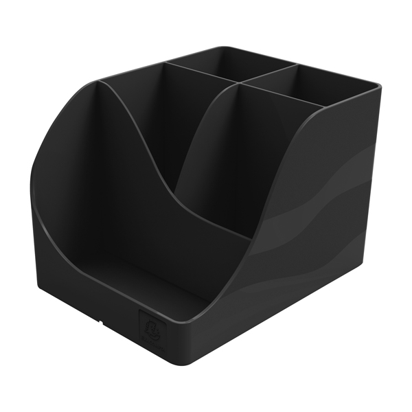 Portapenne penne a sfera con holder in plastica nera, design moderno e elegante. Dimensioni: 15,5 x 11,9 x 10,9 cm. Marca: Exacompta. 9002493695146 | initpc.it