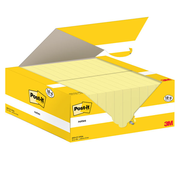 Post-it notes giallo 38x51mm 18+6 blocchi da 100 fogli 4064035128067