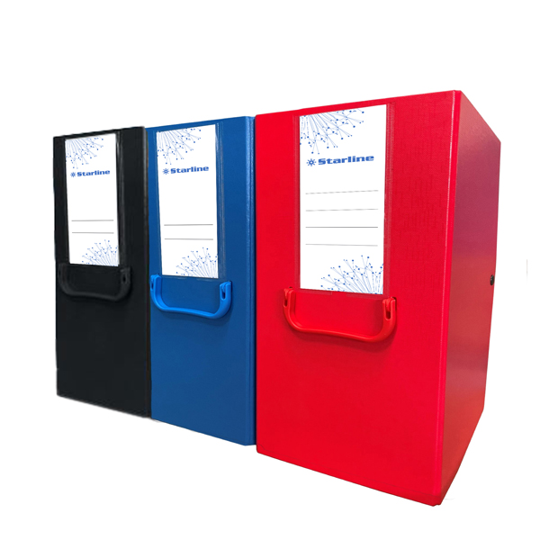Scatola archivio con maniglia, dimensioni 25x35cm, dorso di 16mm, colore rosso, marchio STARLINE. 8025133128287 | initpc.it