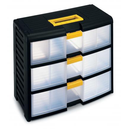 Cassettiera modulare con maniglia 3 cassetti nero trasparente Store-Age