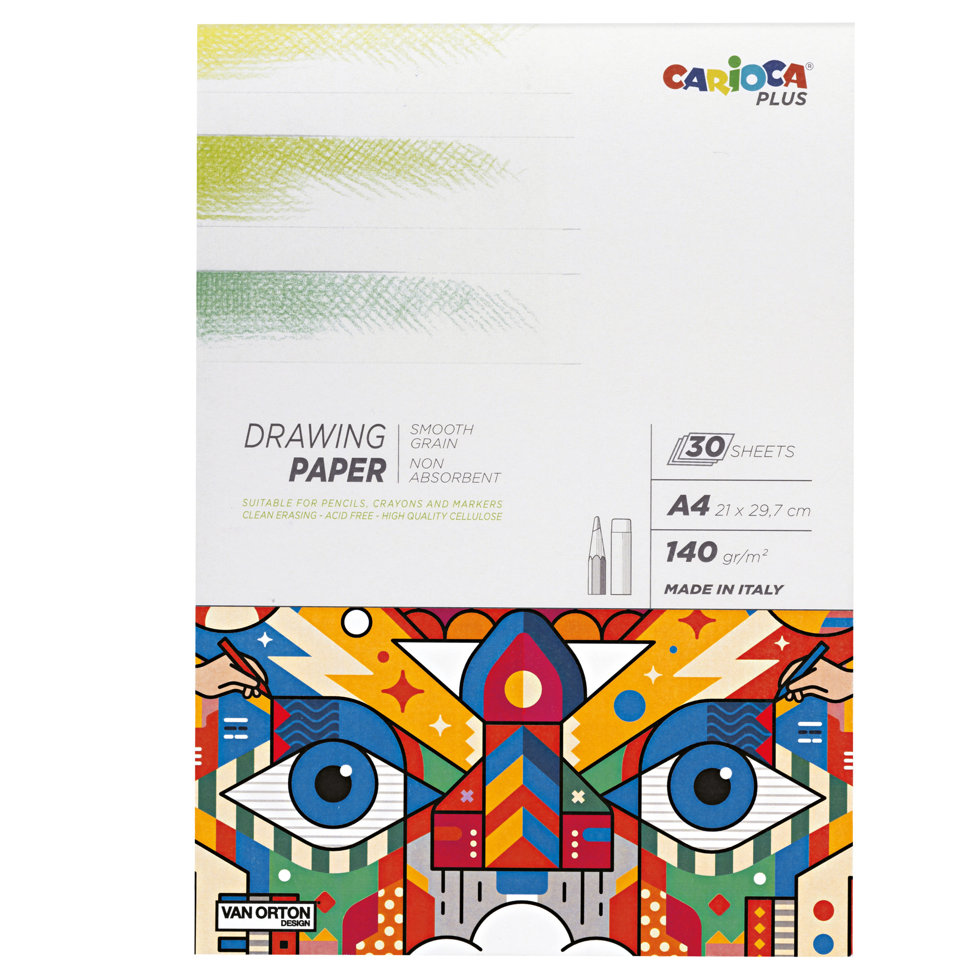 Album di disegni per adulti in cartoncino A4, peso 140 g/m², con 30 fogli per un'ampia gamma di creazioni artistiche. Marca CARIOCA. 8003511452216 | initpc.it