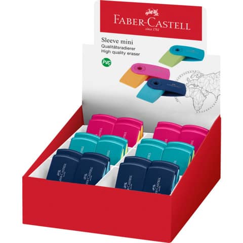 Gomma Faber Castell mini Sleeve 3 colori assortiti pastello - 182445
