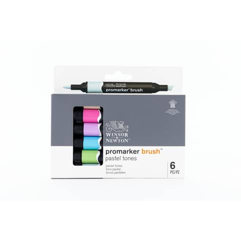 Pennarelli doppia punta Winsor&Newton brush 6 colori assortiti pastello - 0290125