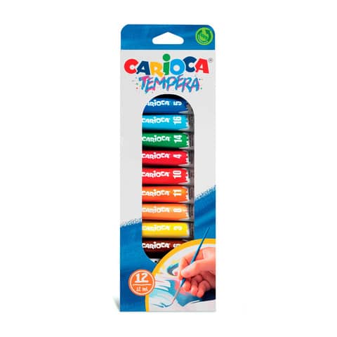 Tempera in tubetti Carioca 12 ml - conf. da 12 colori assortiti 40014