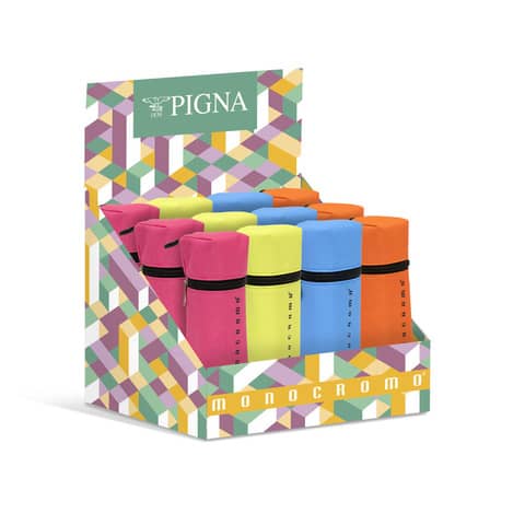 Espositore astucci Pigna Monocromo XL 20,5x6 cm 12 pezzi - colori Neon assortiti - 0231556