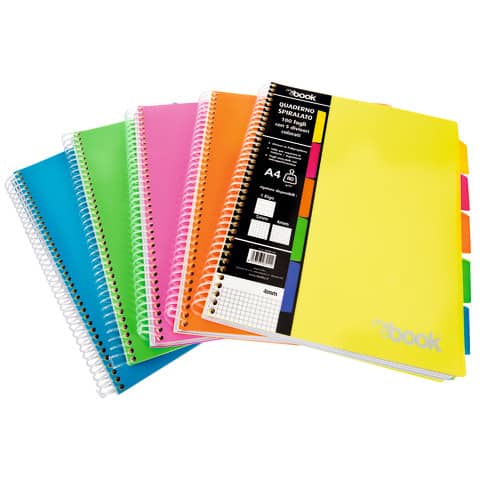 Quaderno maxi spiralato Nikoffice, formato A5, 100 fogli, peso 80g, un solo rigo, con fori e separatori per organizzare i tuoi appunti e note. 8051818019472 | initpc.it