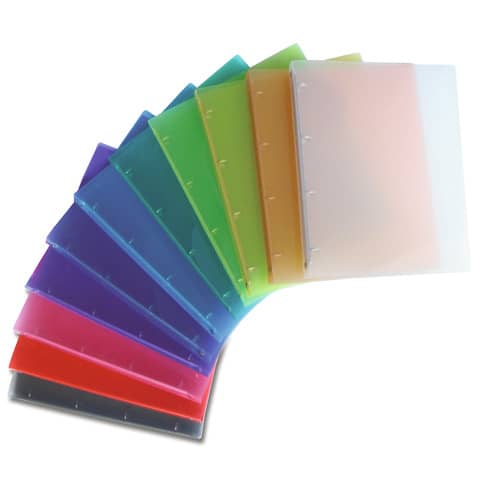 Raccoglitore trasparente con 4 anelli in colori assortiti, diametro 16 cm, marchio Nikoffice. 8051818006793 | initpc.it