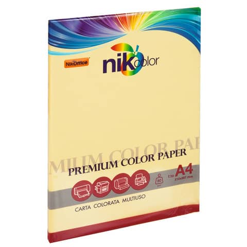 Carta colorata colori pastello formato A3 Nikoffice 5 colori assortiti pastello 80 g - 250 ff - 23NIK095/1